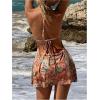 image:imageMakeMeChic Womens Floral Halter Dress Deep V Neck Open Back Metal Decor Party Mini DressesMulticolor