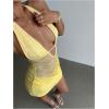 image:imageMakeMeChic Womens Floral Lace Halter Mini Dress Sheer Ruched Sleeveless Bodycon Y2K DressesYellow