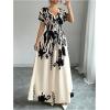 image:imageMakeMeChic Womens Floral Maxi Dress V Neck Short Sleeve Flowy Summer Business Casual Long DressesMulticolor