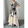 image:imageMakeMeChic Womens Floral Maxi Dress V Neck Short Sleeve Flowy Summer Business Casual Long DressesMulticolor