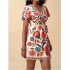 image:imageMakeMeChic Womens Floral Mini Dress Wrap V Neck Short Sleeve Summer Boho DressesMulticolor