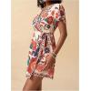 image:imageMakeMeChic Womens Floral Mini Dress Wrap V Neck Short Sleeve Summer Boho DressesMulticolor