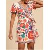 image:imageMakeMeChic Womens Floral Mini Dress Wrap V Neck Short Sleeve Summer Boho DressesMulticolor