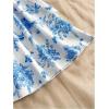 image:imageMakeMeChic Womens Floral Shirred Mini Dress Halter Ruffle Tiered Boho Summer DressesBlue and White