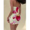 image:imageMakeMeChic Womens Floral Strapless Tube Dress Backless Bodycon Y2k Short DressesYellow Floral
