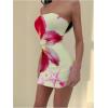 image:imageMakeMeChic Womens Floral Strapless Tube Dress Backless Bodycon Y2k Short DressesYellow Floral