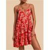 image:imageMakeMeChic Womens Floral V Neck Cami Dress Spaghetti Strap Ruffle Sleeveless Mini Dresses Sundress