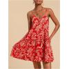 image:imageMakeMeChic Womens Floral V Neck Cami Dress Spaghetti Strap Ruffle Sleeveless Mini Dresses Sundress