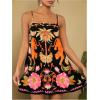 image:imageMakeMeChic Womens Flowy Mini Dress Boho A Line Summer Ruffle Dresses Tropical Vacation OutfitsBlack