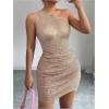image:imageMakeMeChic Womens Glitter Sequin Bodycon Mini Dress One Shoulder Sleeveless Party Y2K Short DressesChampagne