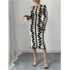 image:imageMakeMeChic Womens Graphic Long Sleeve Sweater Dress Bodycon Midi DressesApricot
