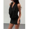 image:imageMakeMeChic Womens Halter Mini Dress Draped Front Ruched Bodycon Party Short DressesBlack