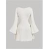 image:imageMakeMeChic Womens Knitted Bell Long Sleeve Mini Dress Short Sweater Corset DressWhite