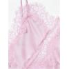 image:imageMakeMeChic Womens Lace Satin Asymmetrical Tops Spaghetti Strap Contrast Mini DressLight Pink