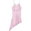 image:imageMakeMeChic Womens Lace Satin Asymmetrical Tops Spaghetti Strap Contrast Mini DressPink