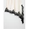 image:imageMakeMeChic Womens Lace Satin Asymmetrical Tops Spaghetti Strap Contrast Mini DressWhite