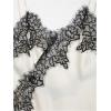 image:imageMakeMeChic Womens Lace Satin Asymmetrical Tops Spaghetti Strap Contrast Mini DressWhite