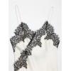 image:imageMakeMeChic Womens Lace Satin Asymmetrical Tops Spaghetti Strap Contrast Mini DressWhite