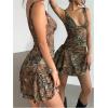 image:imageMakeMeChic Womens Leopard Print Mini Dress Y2k Ruffle Tiered Deep V Neck Cami Dresses