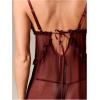 image:imageMakeMeChic Womens Lingerie Dress Mesh Sheer Ruffle Tie Front Babydoll NightgownsBurgundy