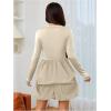 image:imageMakeMeChic Womens Long Sleeve Mini Dress Ruffle Mock Turtle Neck A Line Wedding Party Short DressesApricot