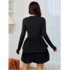 image:imageMakeMeChic Womens Long Sleeve Mini Dress Ruffle Mock Turtle Neck A Line Wedding Party Short DressesBlack