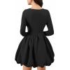 image:imageMakeMeChic Womens Long Sleeve Mini Dress Ruffle Mock Turtle Neck A Line Wedding Party Short DressesBlack B