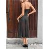 image:imageMakeMeChic Womens Mesh Polka Dots Cami Dress Lace Tie Front A Line Flare Midi DressesBlack