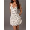 image:imageMakeMeChic Womens Mesh Polka Dots Mini Dress Cowl Neck Criss Cross Backless Y2k DressesApricot