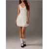 image:imageMakeMeChic Womens Mesh Polka Dots Mini Dress Cowl Neck Criss Cross Backless Y2k DressesApricot