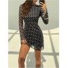 image:imageMakeMeChic Womens Mesh Polka Dots Mini Dress Tie Open Back Long Sleeve DressesBlack Polka Dots