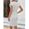 image:imageMakeMeChic Womens Midi Dress Wedding Guest Polka Dots V Neck Wrap Cap Sleeve Floral Bodycon DressesBlack and White