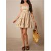image:imageMakeMeChic Womens Mini Dresses Spaghetti Strap Ruffle A Line Layered Shirred Fall Wedding Guest DressesKhaki