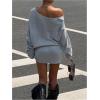 image:imageMakeMeChic Womens Off The Shoulder Dresses Long Sleeve Bodycon Fall Mini DressGrey