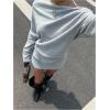 image:imageMakeMeChic Womens Off The Shoulder Dresses Long Sleeve Bodycon Fall Mini DressGrey