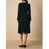 image:imageMakeMeChic Womens Polka Dots Dress V Neck Button Down Long Sleeve Chiffon Elegant Midi DressesBlack