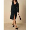 image:imageMakeMeChic Womens Polka Dots Dress V Neck Button Down Long Sleeve Chiffon Elegant Midi DressesBlack