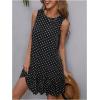 image:imageMakeMeChic Womens Polka Dots Mini Dress Sleeveless Elegant Beach Cover Ups Vacation SundressBlack