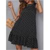 image:imageMakeMeChic Womens Polka Dots Mini Dress Sleeveless Elegant Beach Cover Ups Vacation SundressBlack