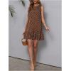 image:imageMakeMeChic Womens Polka Dots Mini Dress Sleeveless Elegant Beach Cover Ups Vacation SundressBrown