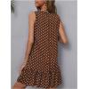 image:imageMakeMeChic Womens Polka Dots Mini Dress Sleeveless Elegant Beach Cover Ups Vacation SundressBrown