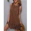 image:imageMakeMeChic Womens Polka Dots Mini Dress Sleeveless Elegant Beach Cover Ups Vacation SundressBrown