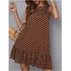 image:imageMakeMeChic Womens Polka Dots Mini Dress Sleeveless Elegant Beach Cover Ups Vacation SundressBrown