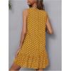 image:imageMakeMeChic Womens Polka Dots Mini Dress Sleeveless Elegant Beach Cover Ups Vacation SundressMustard Yellow