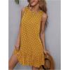 image:imageMakeMeChic Womens Polka Dots Mini Dress Sleeveless Elegant Beach Cover Ups Vacation SundressMustard Yellow