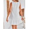 image:imageMakeMeChic Womens Ruffle Hem Button Down V Neck Short Dress Sleeveless Tank DressesWhite