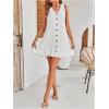 image:imageMakeMeChic Womens Ruffle Hem Button Down V Neck Short Dress Sleeveless Tank DressesWhite