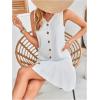 image:imageMakeMeChic Womens Ruffle Hem Button Down V Neck Short Dress Sleeveless Tank DressesWhite