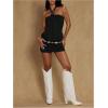 image:imageMakeMeChic Womens Ruffle Mini Dress Y2k Backless Sleeveless Western Going Out Halter DressesBlack