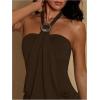 image:imageMakeMeChic Womens Ruffle Mini Dress Y2k Backless Sleeveless Western Going Out Halter DressesBrown